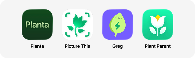 Competitive analysis app icons for plant care products